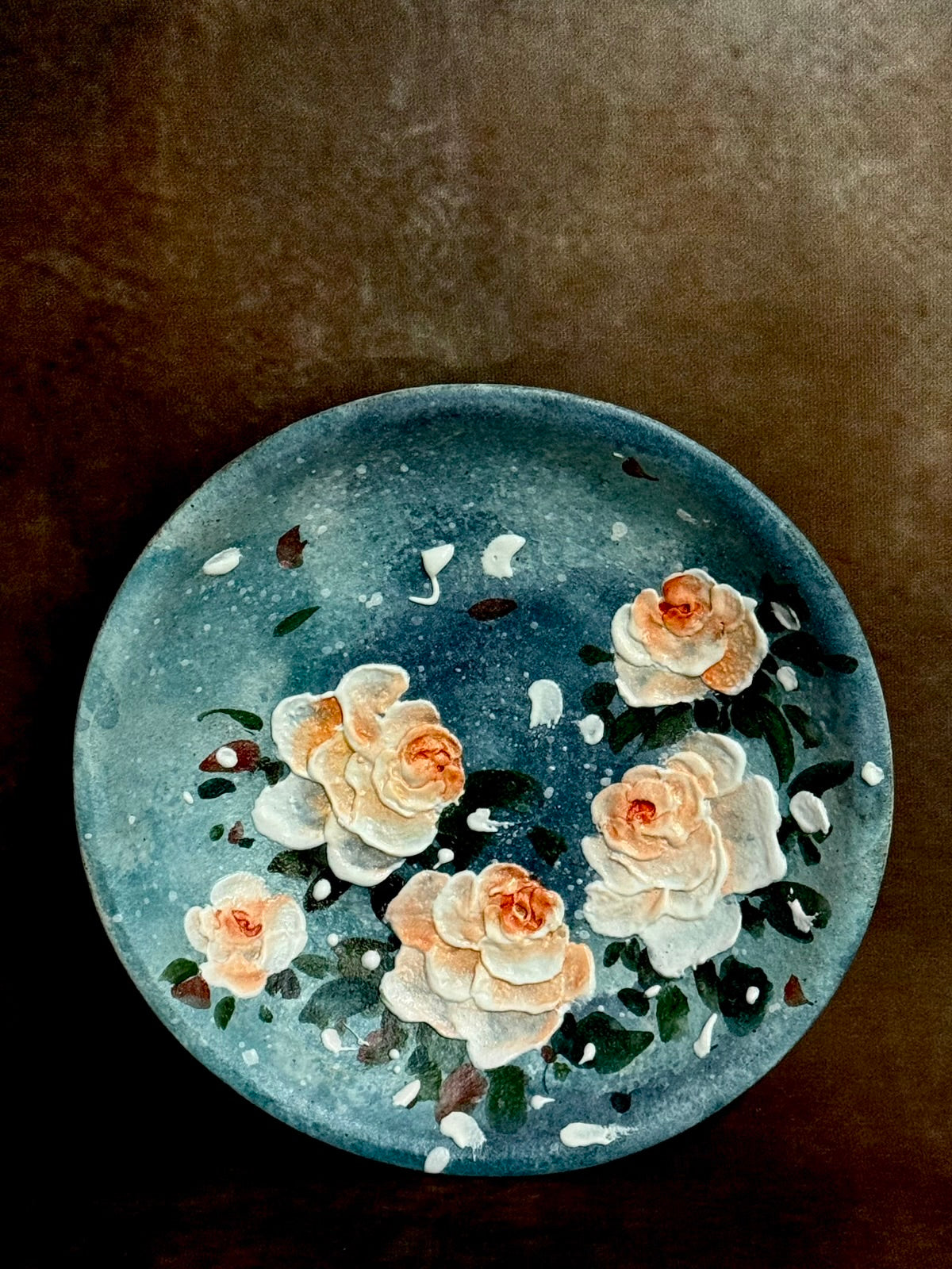 Starry Wild & Apricot Rose Pedestal Plate