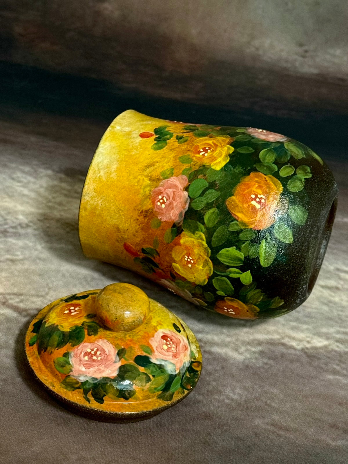 Evening Glow & Impressionist Rose Lidded Mug