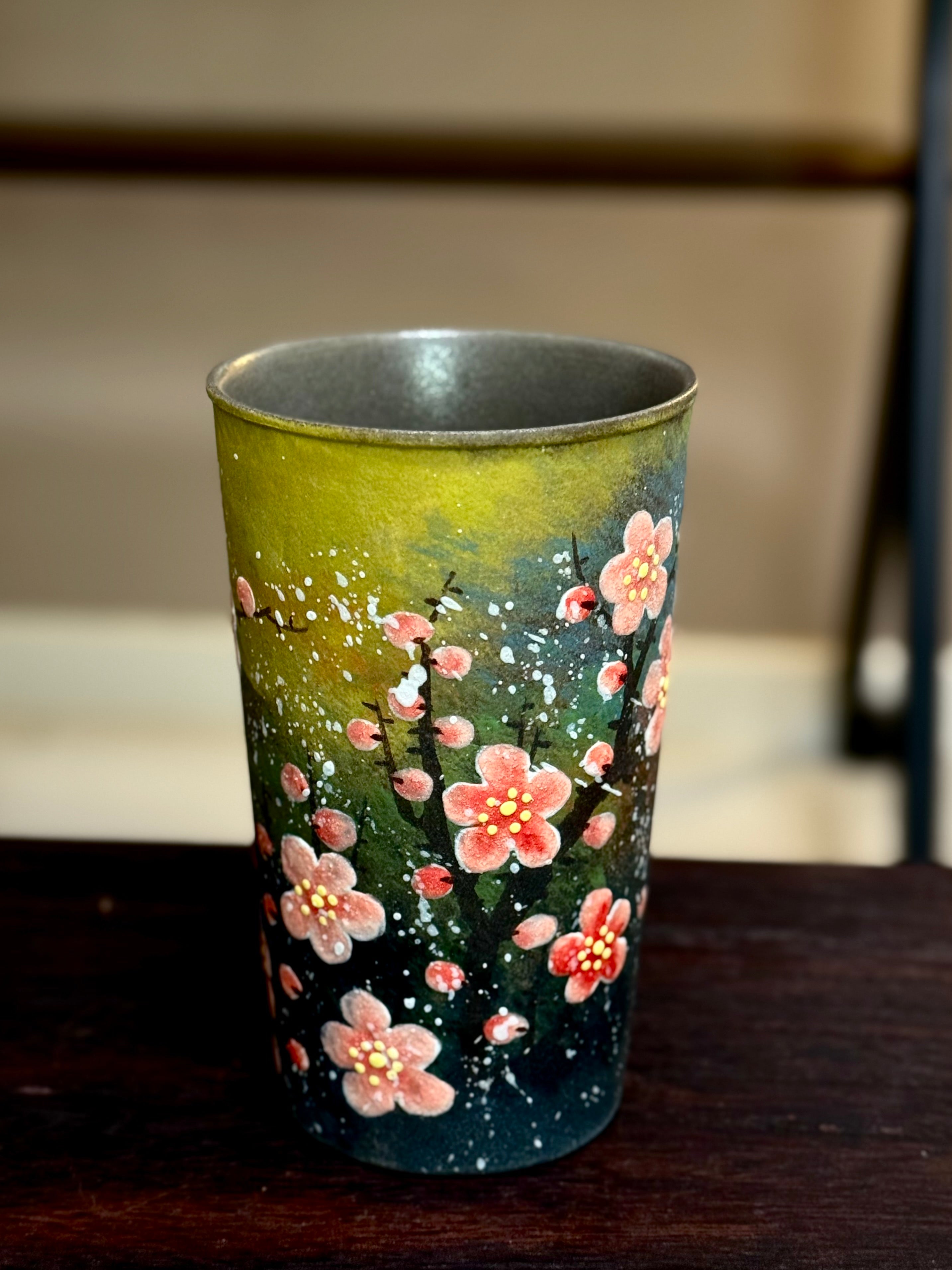 Vintage Oil Painting Red Wintersweet Matte 3D Large Holding Mug