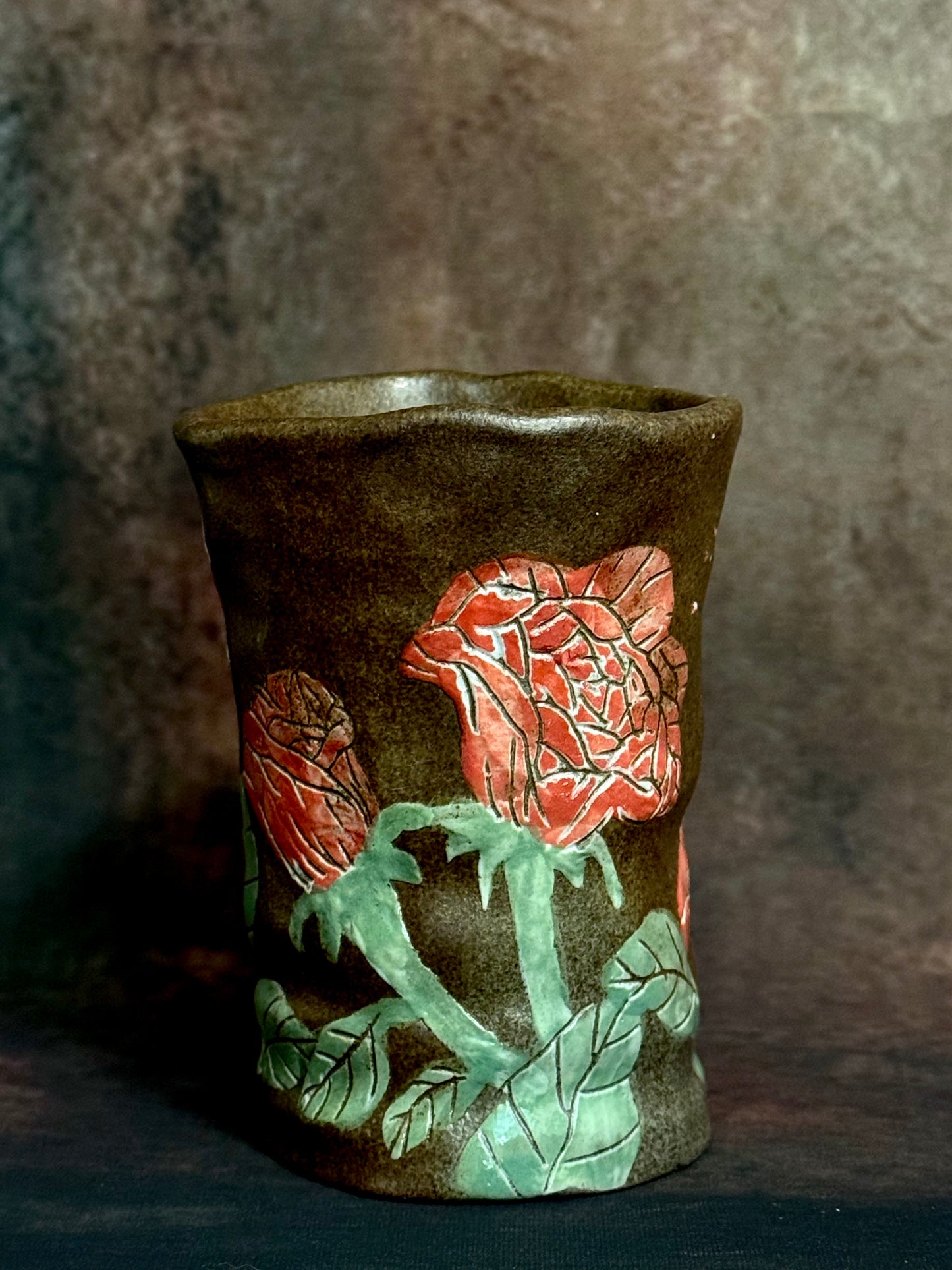 Wild Rose Crackle Handheld Mug