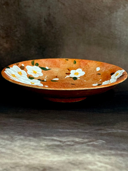 Autumn Glow White Cherry Blossom Handheld Plate