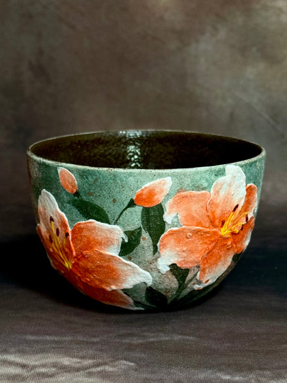 Mist Green & Orange Lily Egg Cup
