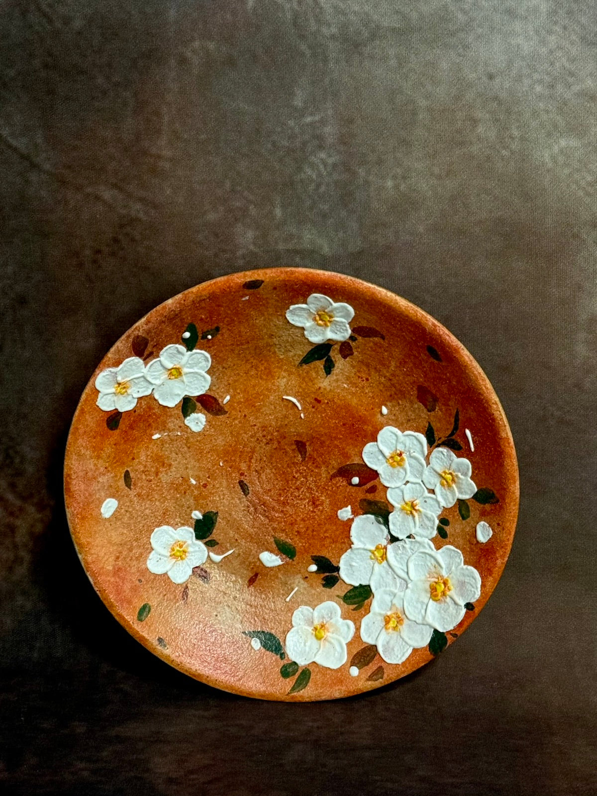 Autumn Glow White Cherry Blossom Handheld Plate