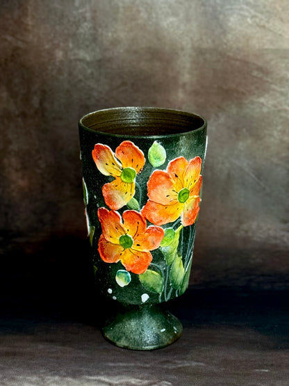 Olive Mist & Nasturtium Pedestal Mug