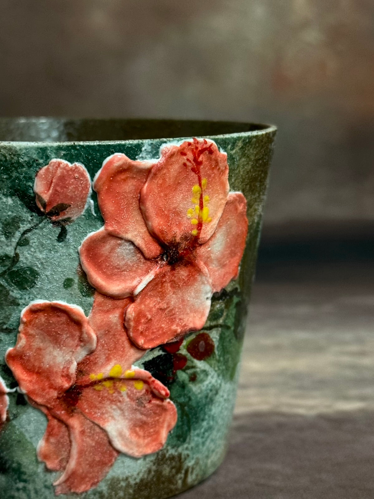 Mist Veil & Orange Hibiscus Hand Cup