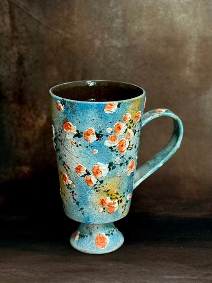Vintage Azure Wall & Climbing Briar Tall Pedestal Mug