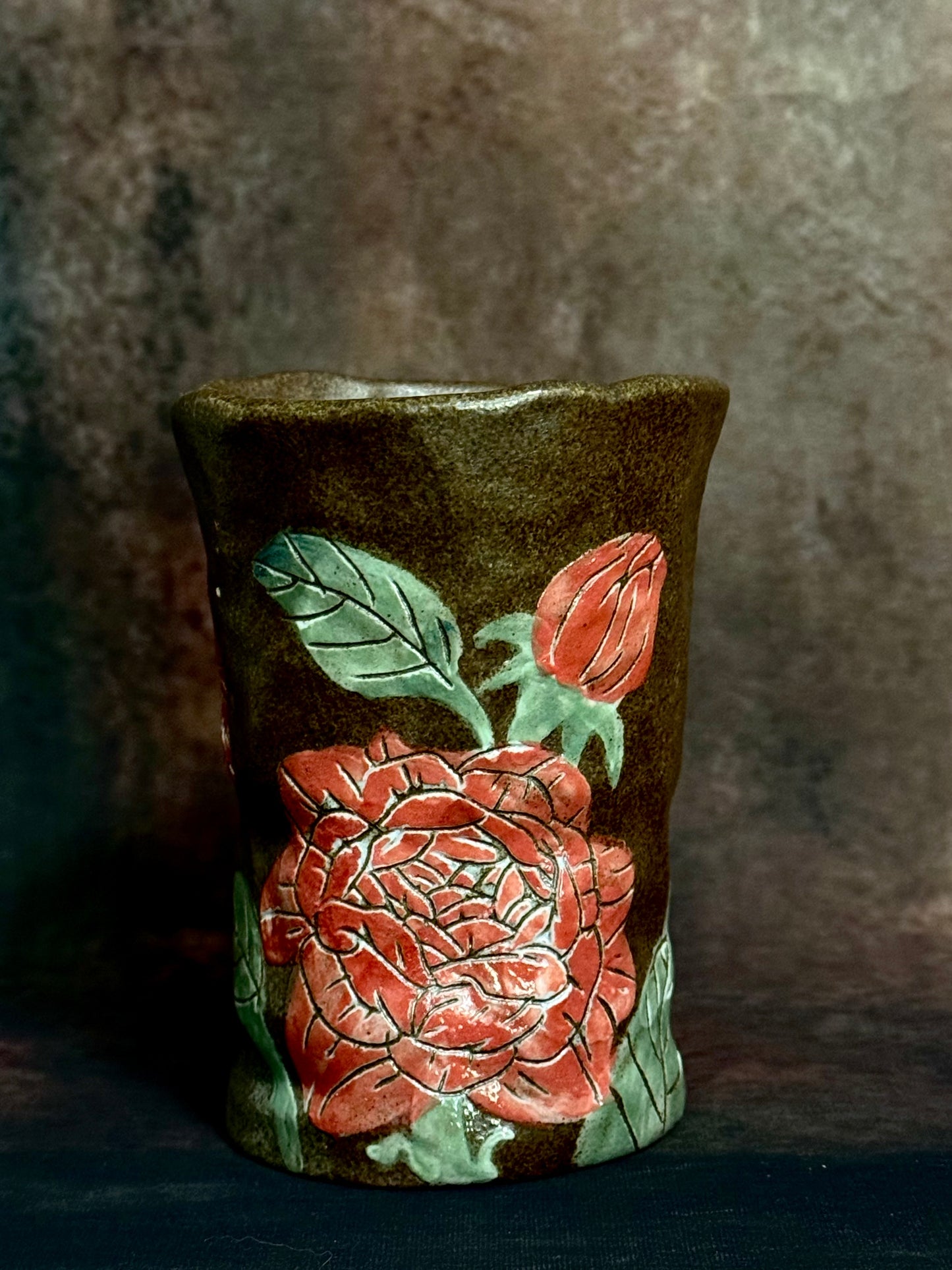 Wild Rose Crackle Handheld Mug