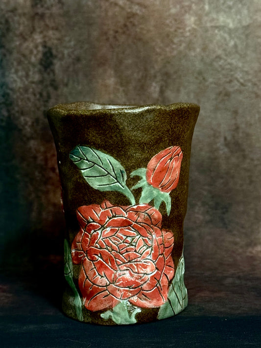Wild Rose Crackle Handheld Mug