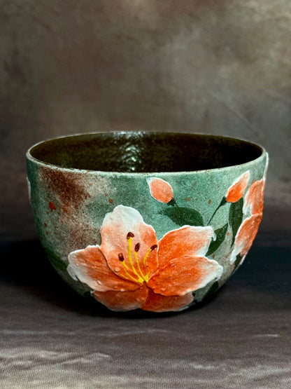 Mist Green & Orange Lily Egg Cup