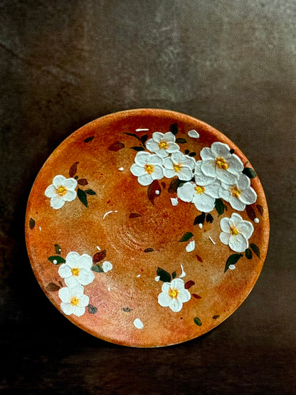 Autumn Glow White Cherry Blossom Handheld Plate