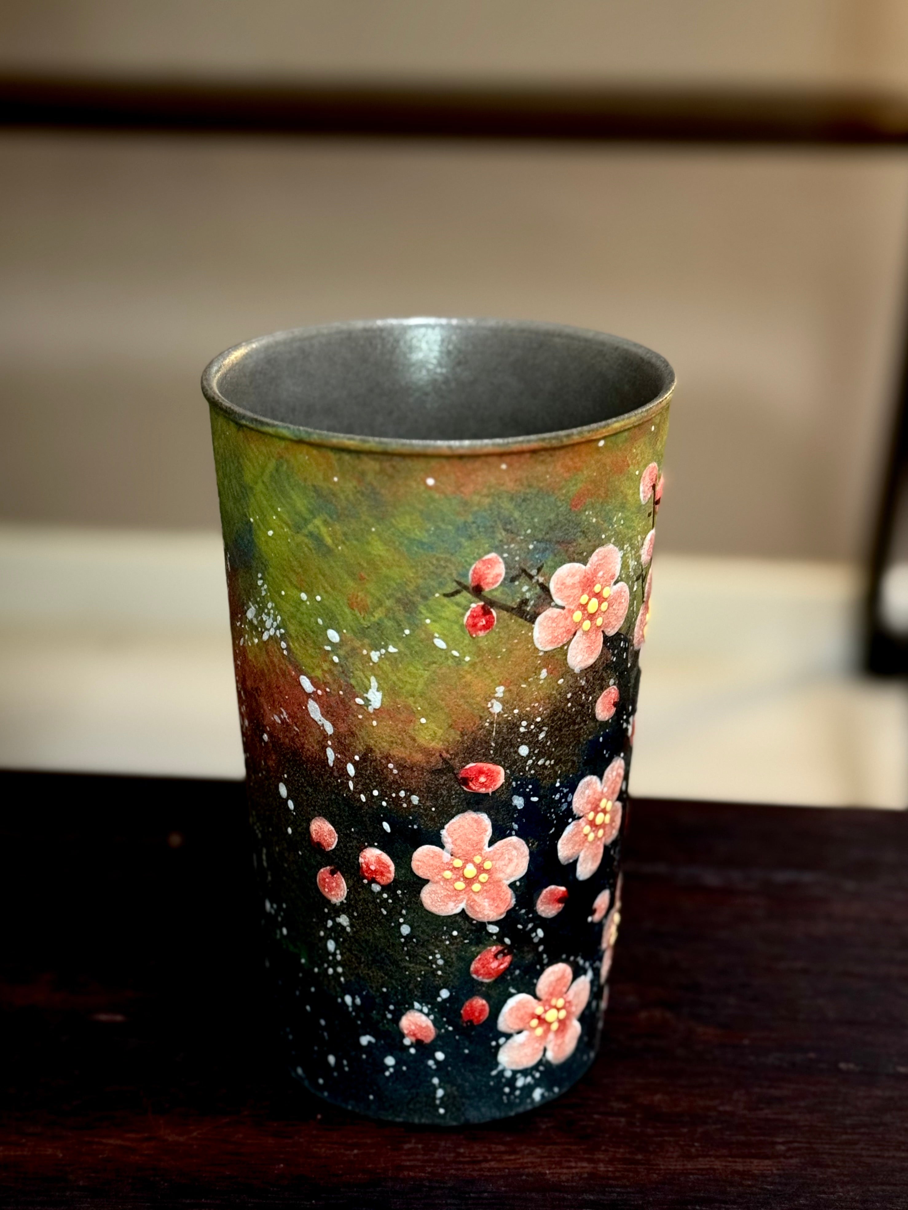 Vintage Oil Painting Red Wintersweet Matte 3D Large Holding Mug