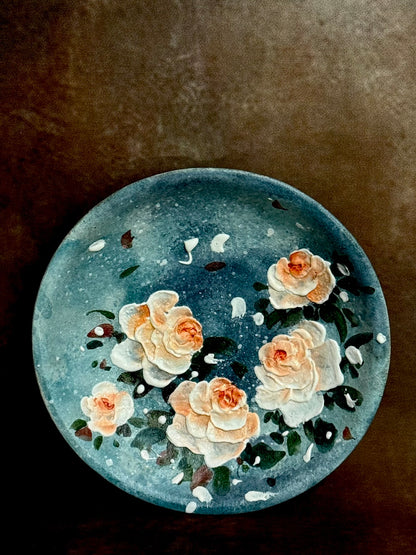 Starry Wild & Apricot Rose Pedestal Plate