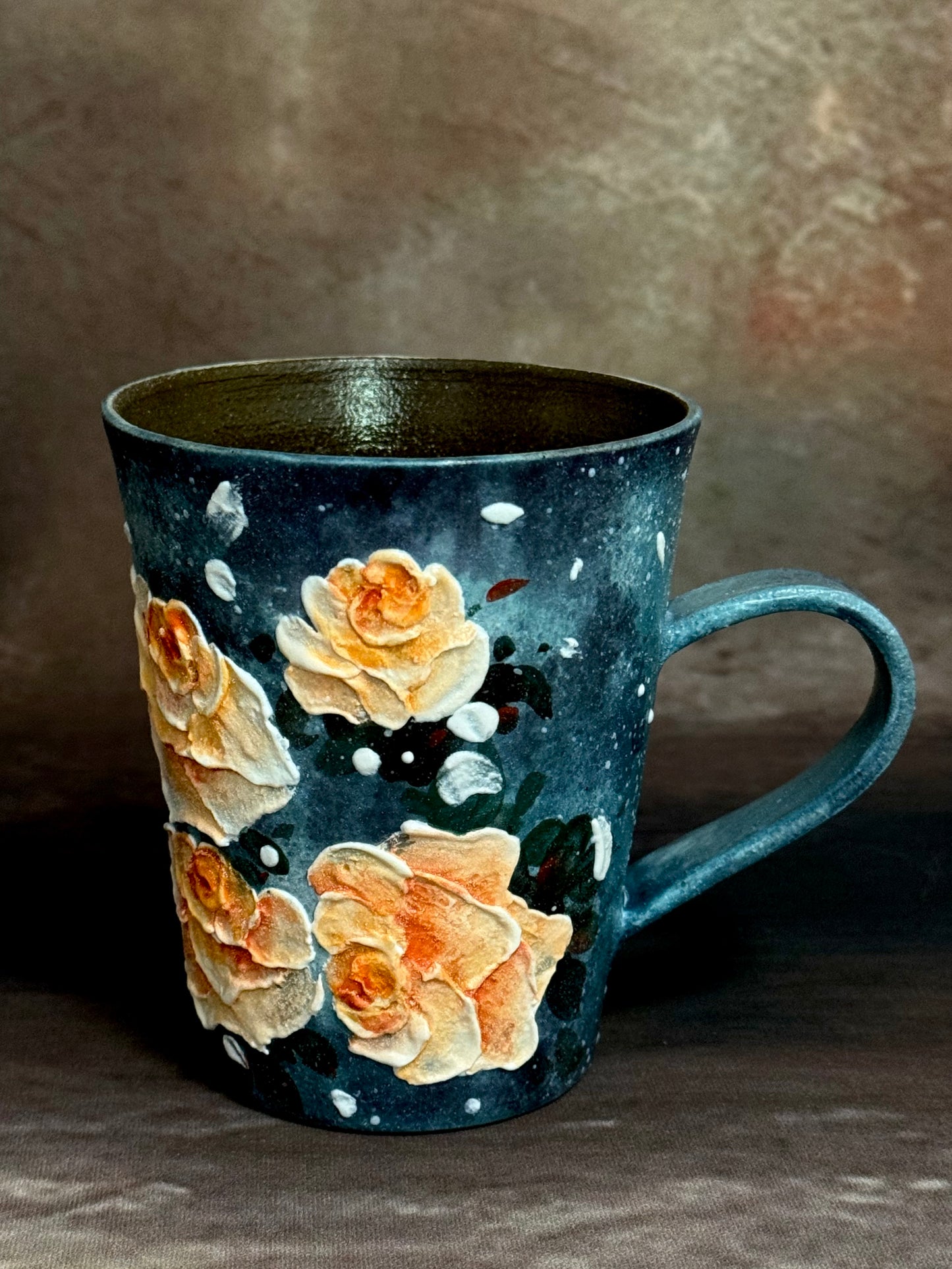 Starry Night Apricot Rose Mug