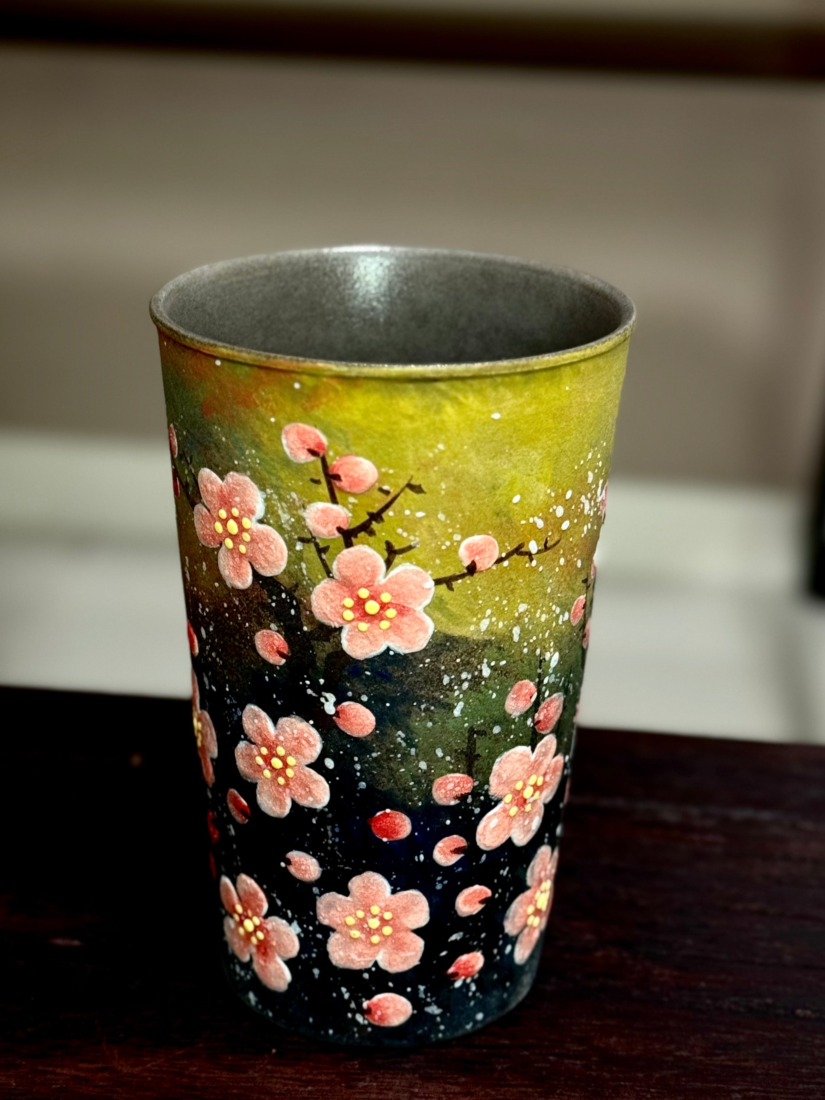 Vintage Oil Painting Red Wintersweet Matte 3D Large Holding Mug