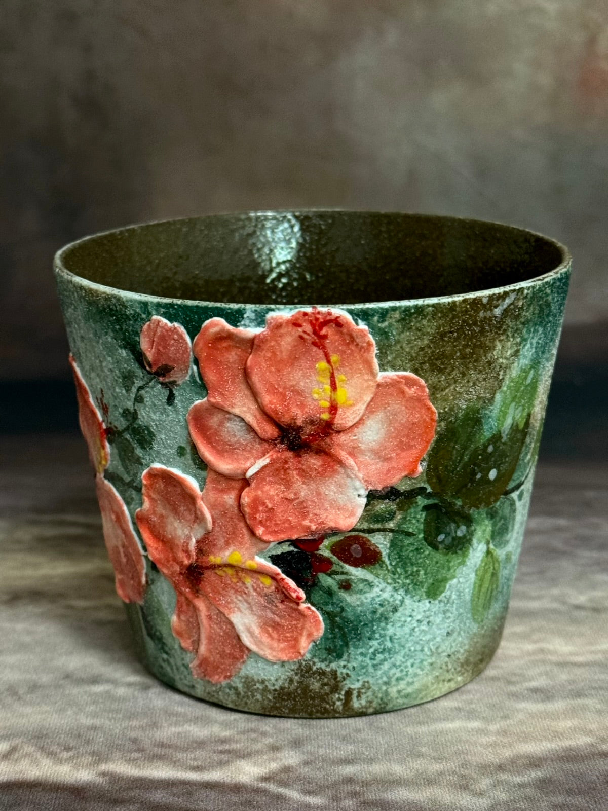 Mist Veil & Orange Hibiscus Hand Cup