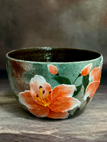Mist Green & Orange Lily Egg Cup