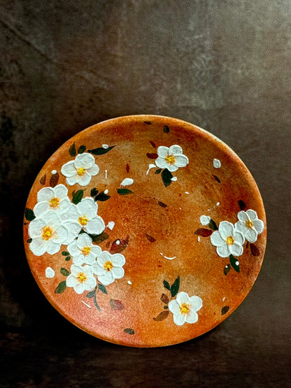 Autumn Glow White Cherry Blossom Handheld Plate