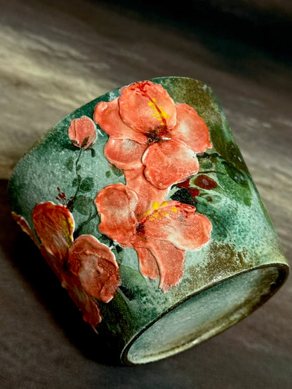 Mist Veil & Orange Hibiscus Hand Cup