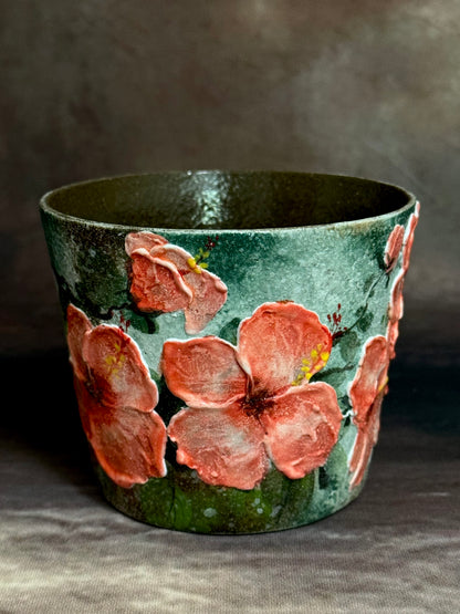 Mist Veil & Orange Hibiscus Hand Cup