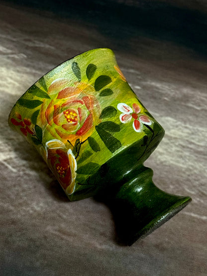 Verdant Bloom & Vintage Brushstroke Straight Pedestal Cup