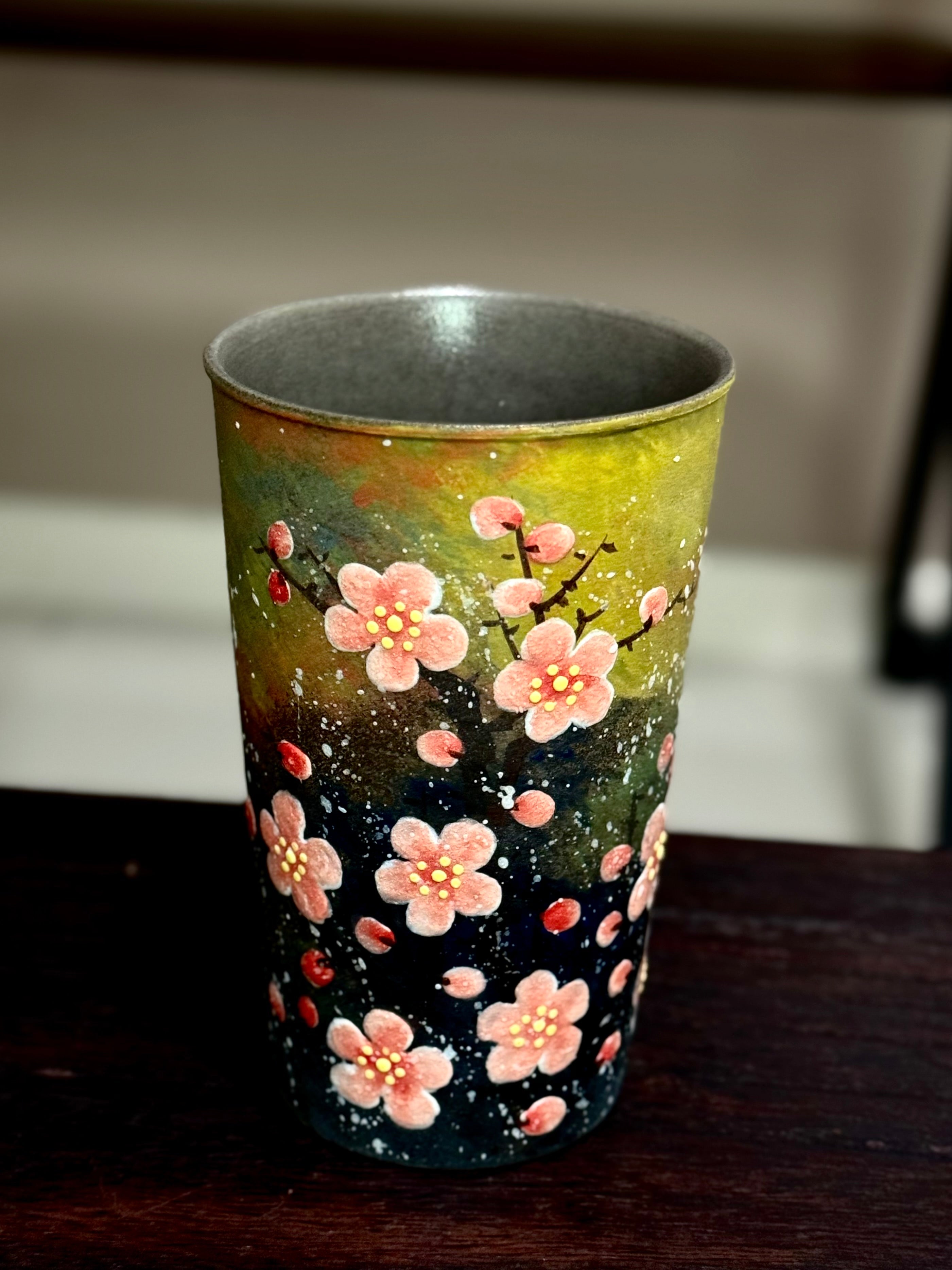 Vintage Oil Painting Red Wintersweet Matte 3D Large Holding Mug