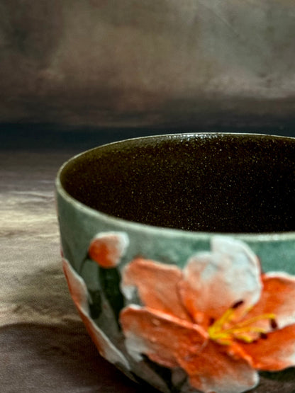 Mist Green & Orange Lily Egg Cup
