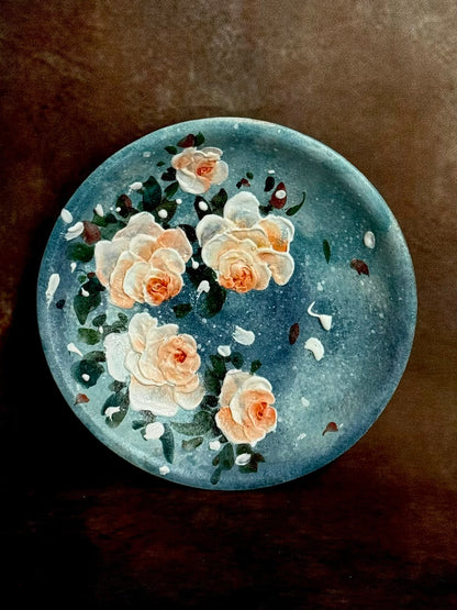 Starry Wild & Apricot Rose Pedestal Plate
