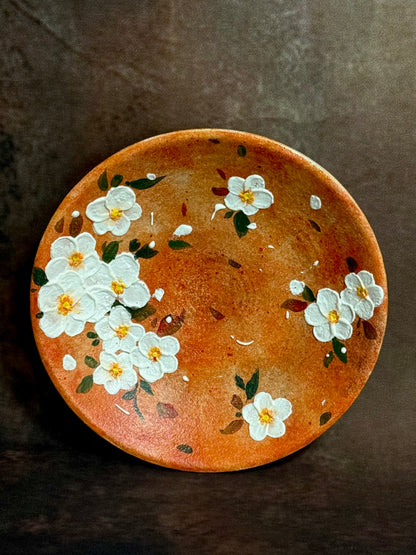 Autumn Glow White Cherry Blossom Handheld Plate