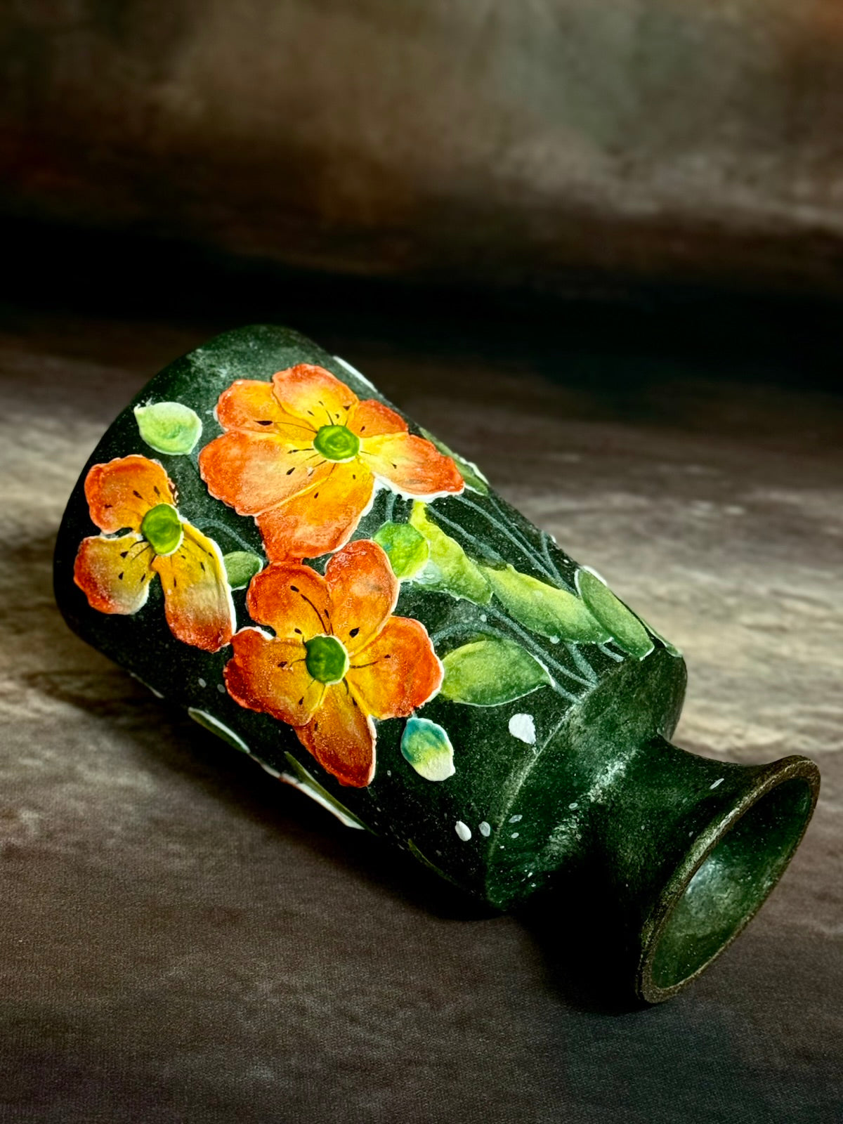 Olive Mist & Nasturtium Pedestal Mug