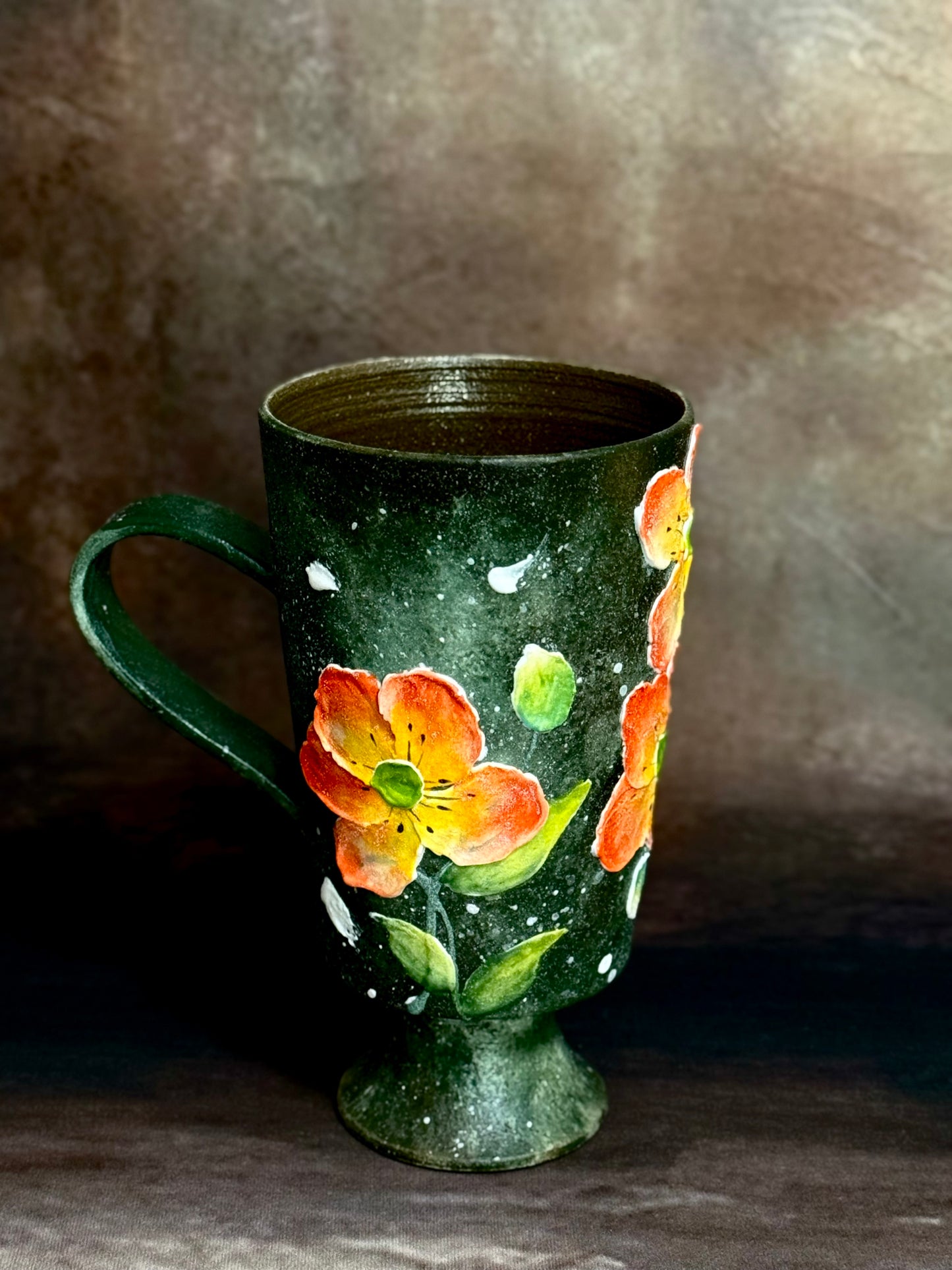 Olive Mist & Nasturtium Pedestal Mug