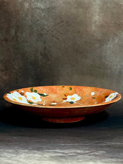 Autumn Glow White Cherry Blossom Handheld Plate