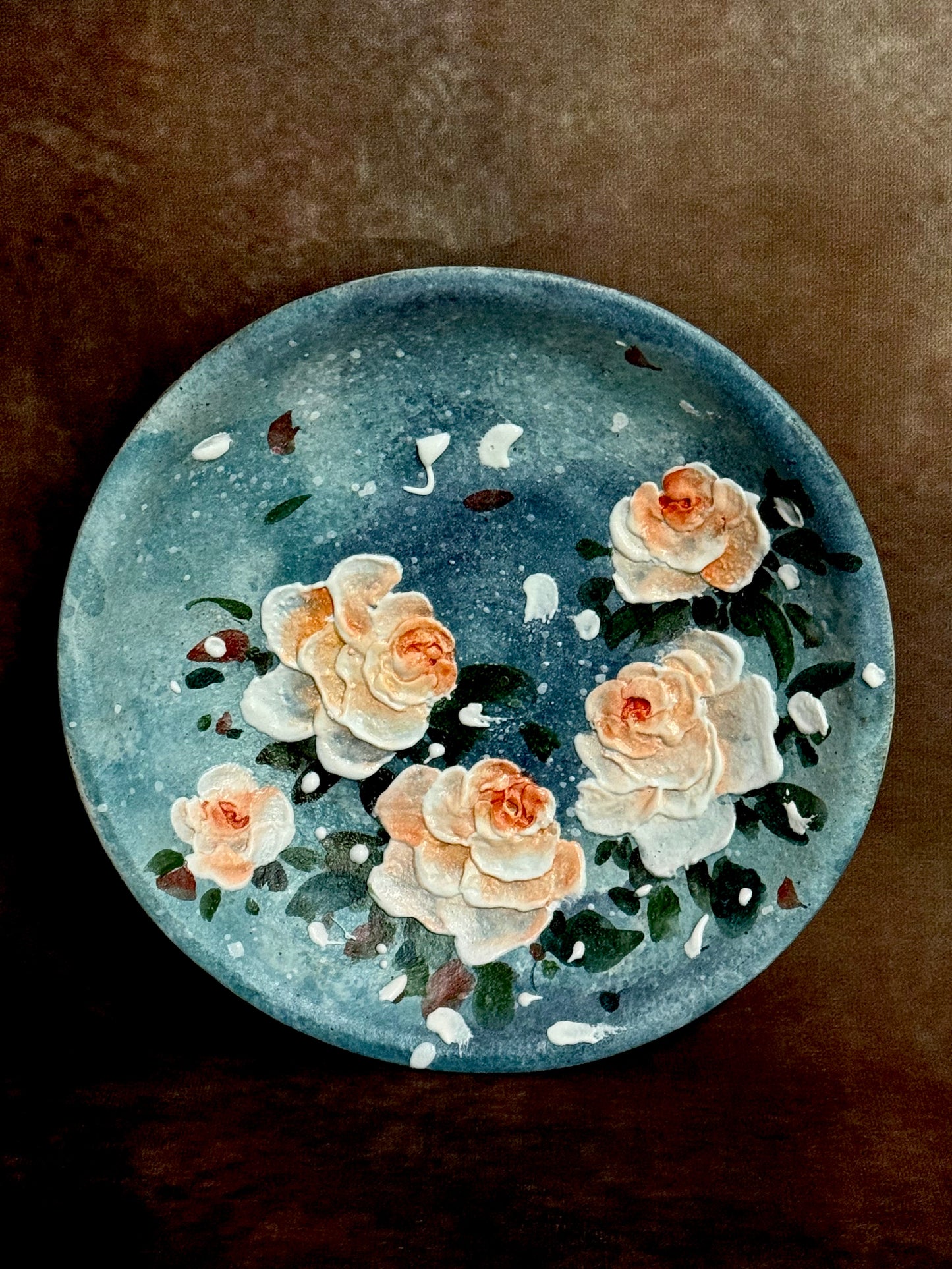 Starry Wild & Apricot Rose Pedestal Plate