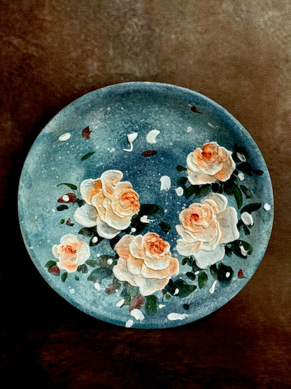 Starry Wild & Apricot Rose Pedestal Plate