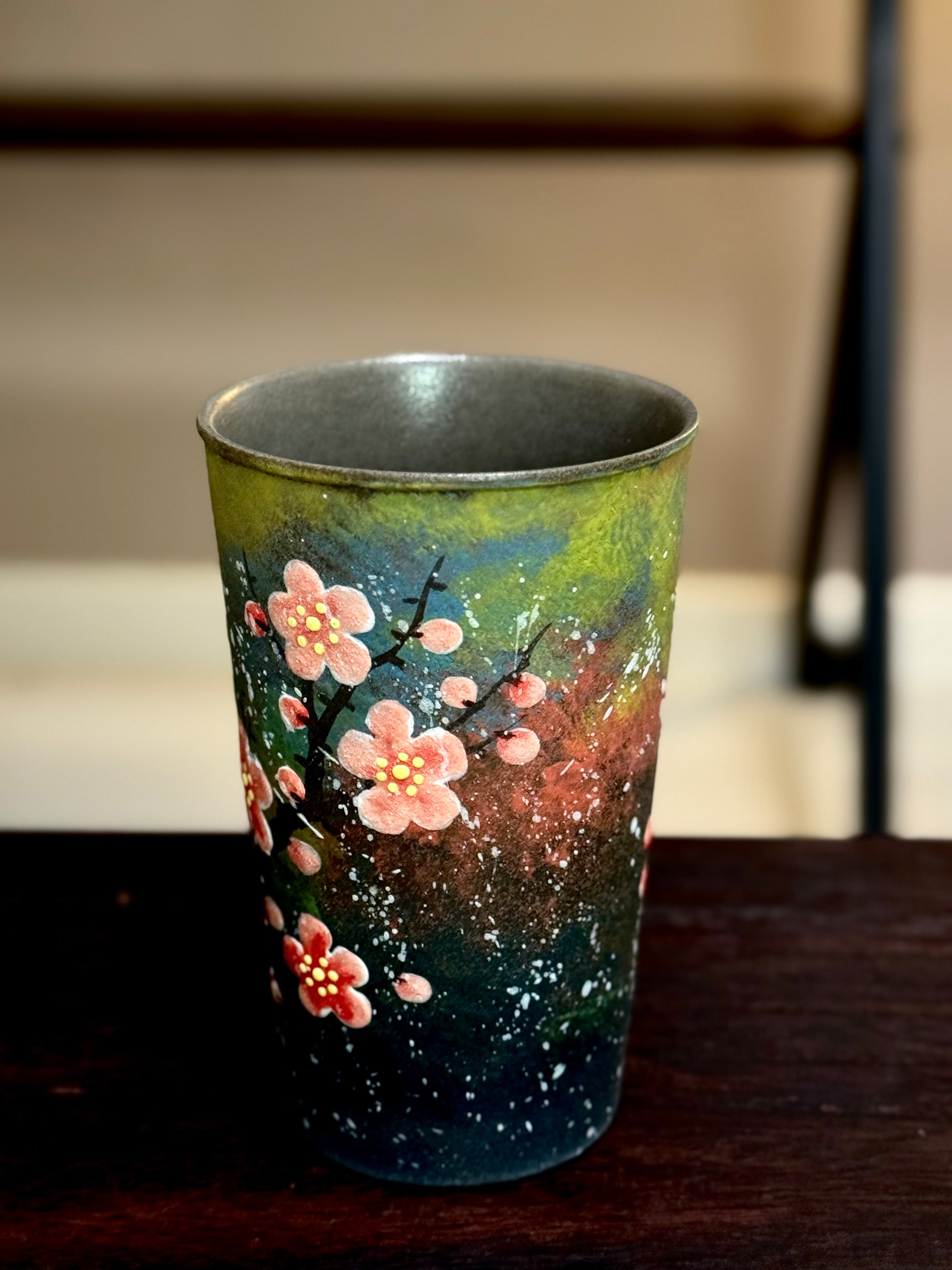 Vintage Oil Painting Red Wintersweet Matte 3D Large Holding Mug