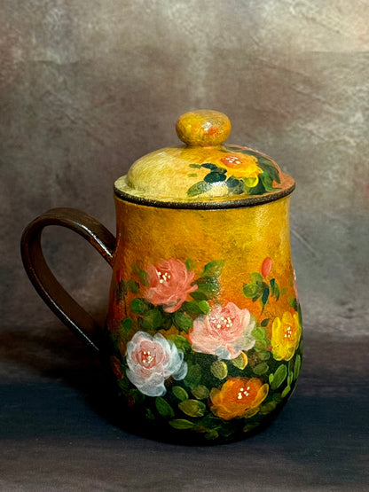 Evening Glow & Impressionist Rose Lidded Mug
