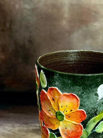Olive Mist & Nasturtium Pedestal Mug