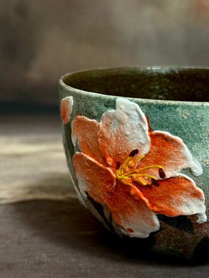 Mist Green & Orange Lily Egg Cup